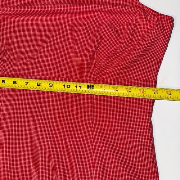 Y2K Liz Claiborne Lizsport Red Micro-Gingham Sheath Dress | Size 10 - Picture 9 of 11